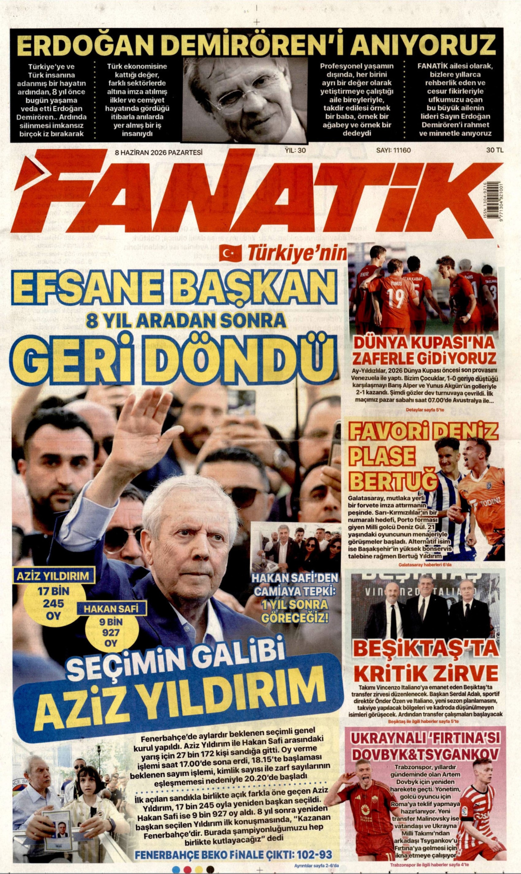 Aziz Yıldırım 8 yıl sonra döndü: Gazeteler Fenerbahçe'nin kongresini nasıl gördü?