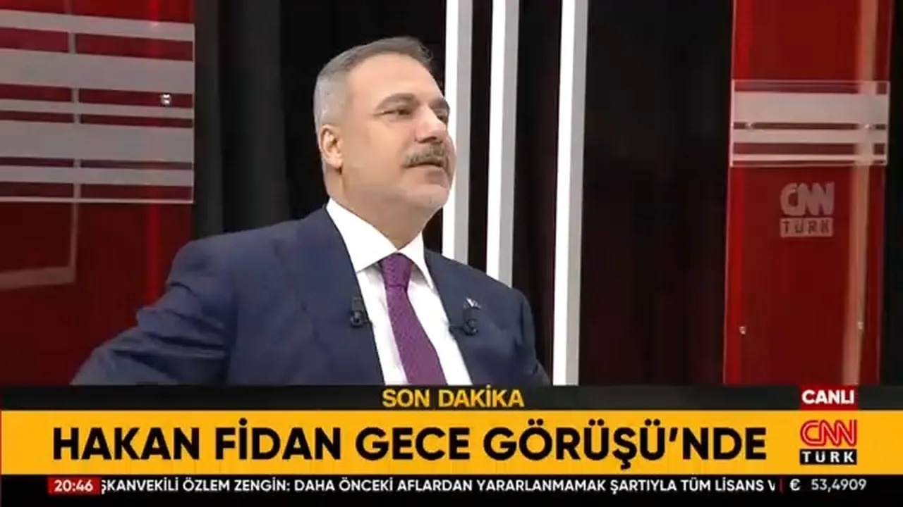 Dışişleri Bakanı Hakan Fidan’ın canlı yayın görüntüsü.