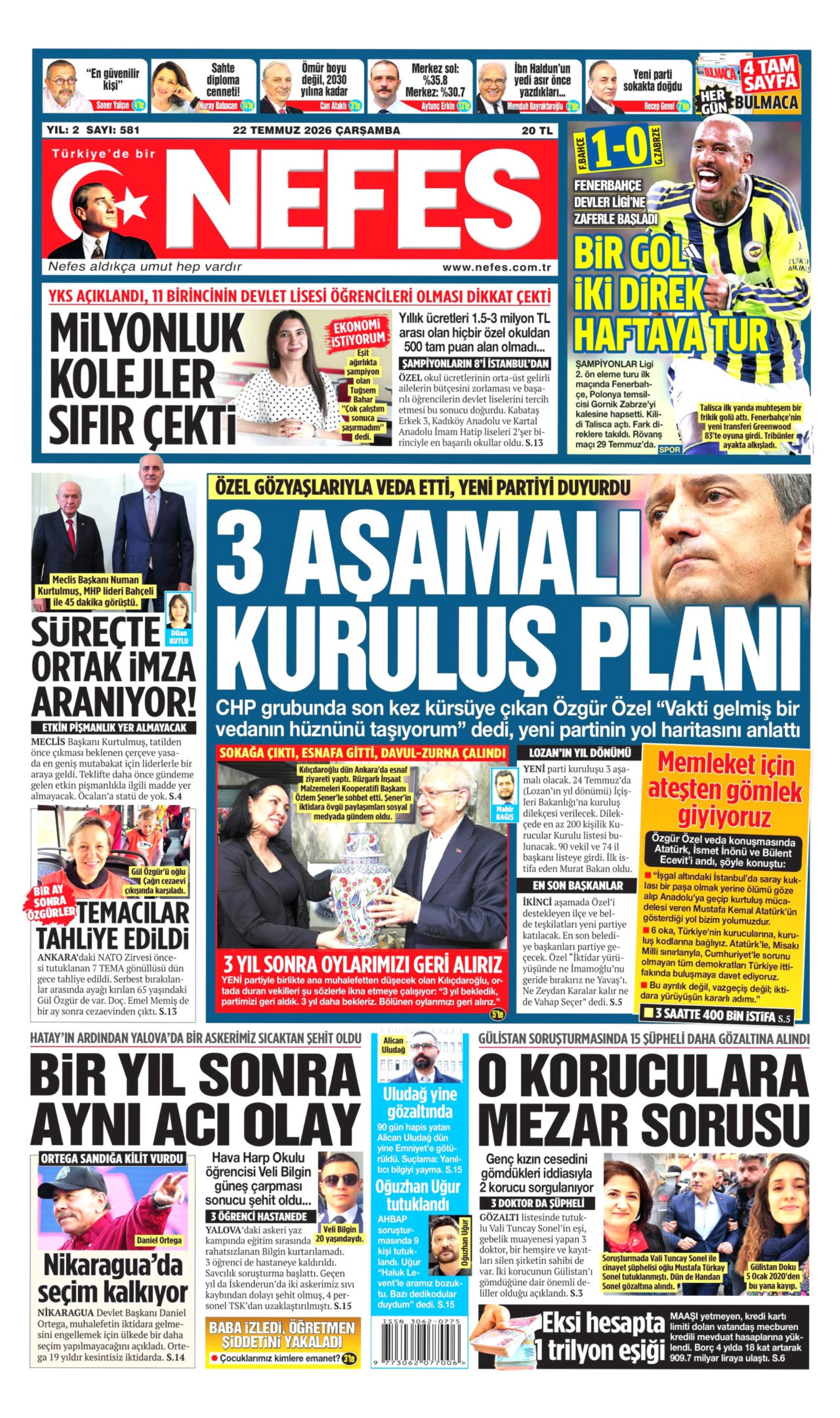 Gazeteler Özgür Özel'in CHP'ye vedasını nasıl gördü? (22 Temmuz 2026 gazete manşetleri)