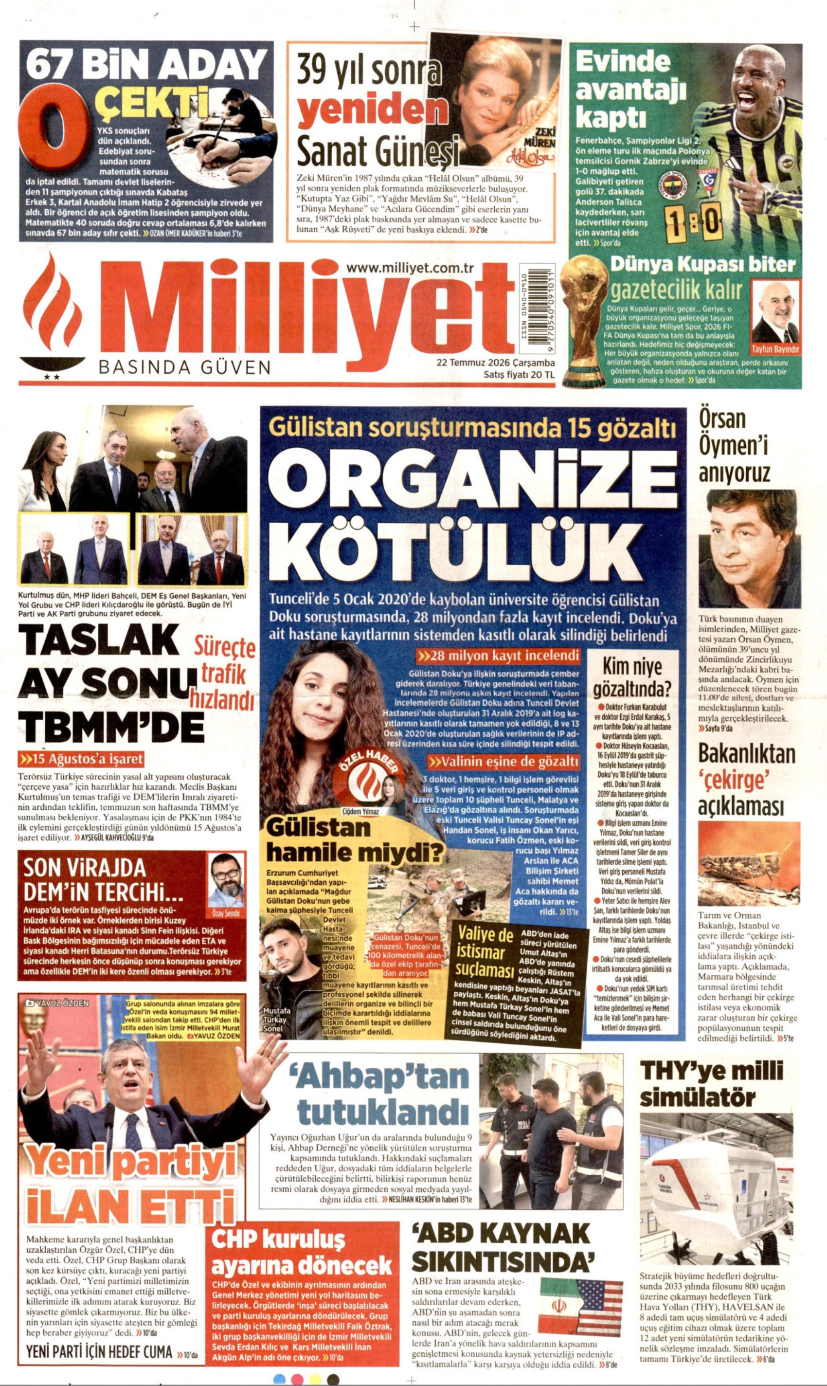 Gazeteler Özgür Özel'in CHP'ye vedasını nasıl gördü? (22 Temmuz 2026 gazete manşetleri)
