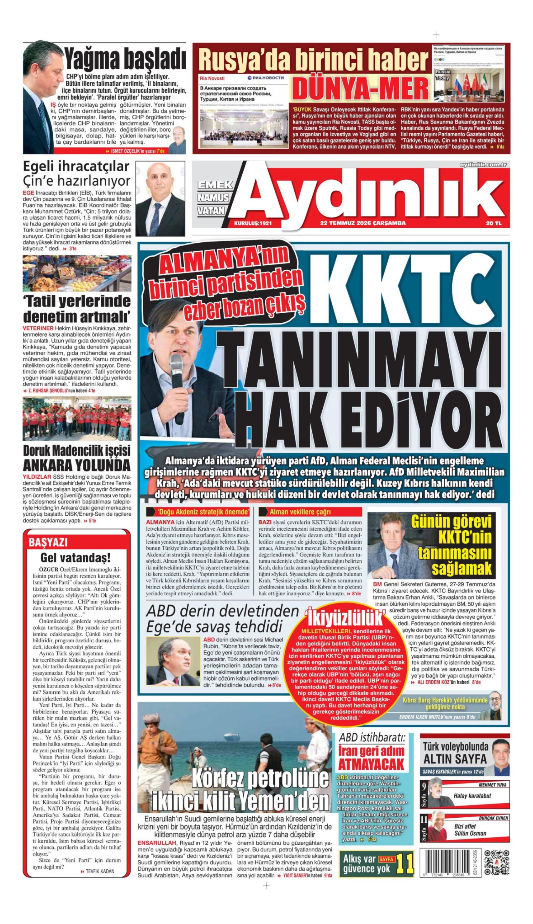 Gazeteler Özgür Özel'in CHP'ye vedasını nasıl gördü? (22 Temmuz 2026 gazete manşetleri)