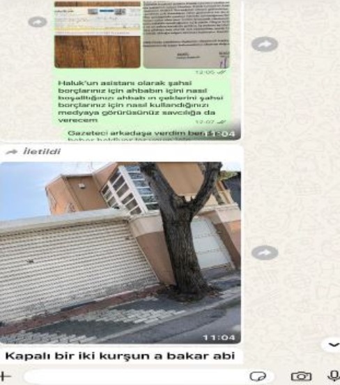 Soruşturma dosyasına yansıdığı öne sürülen WhatsApp yazışmasında Ahbap ofisiyle ilgili mesaj ve fotoğraf görülüyor.