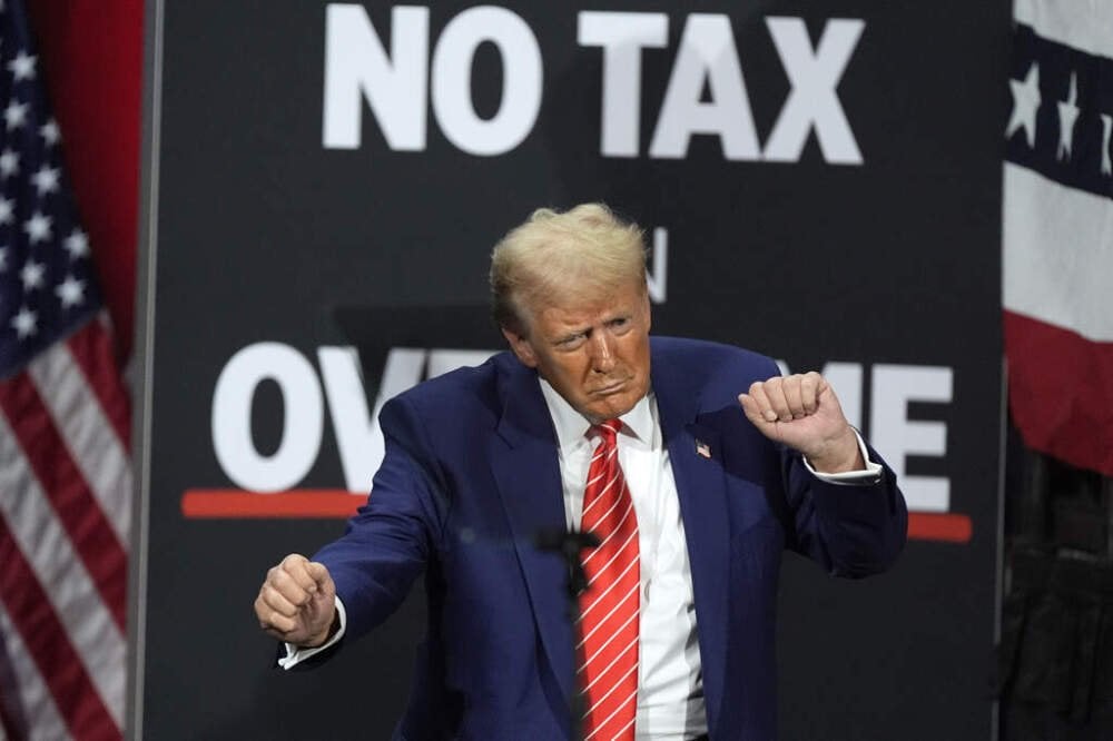 Donald Trump’ın konuşma yaptığı bir etkinlikten görüntü.