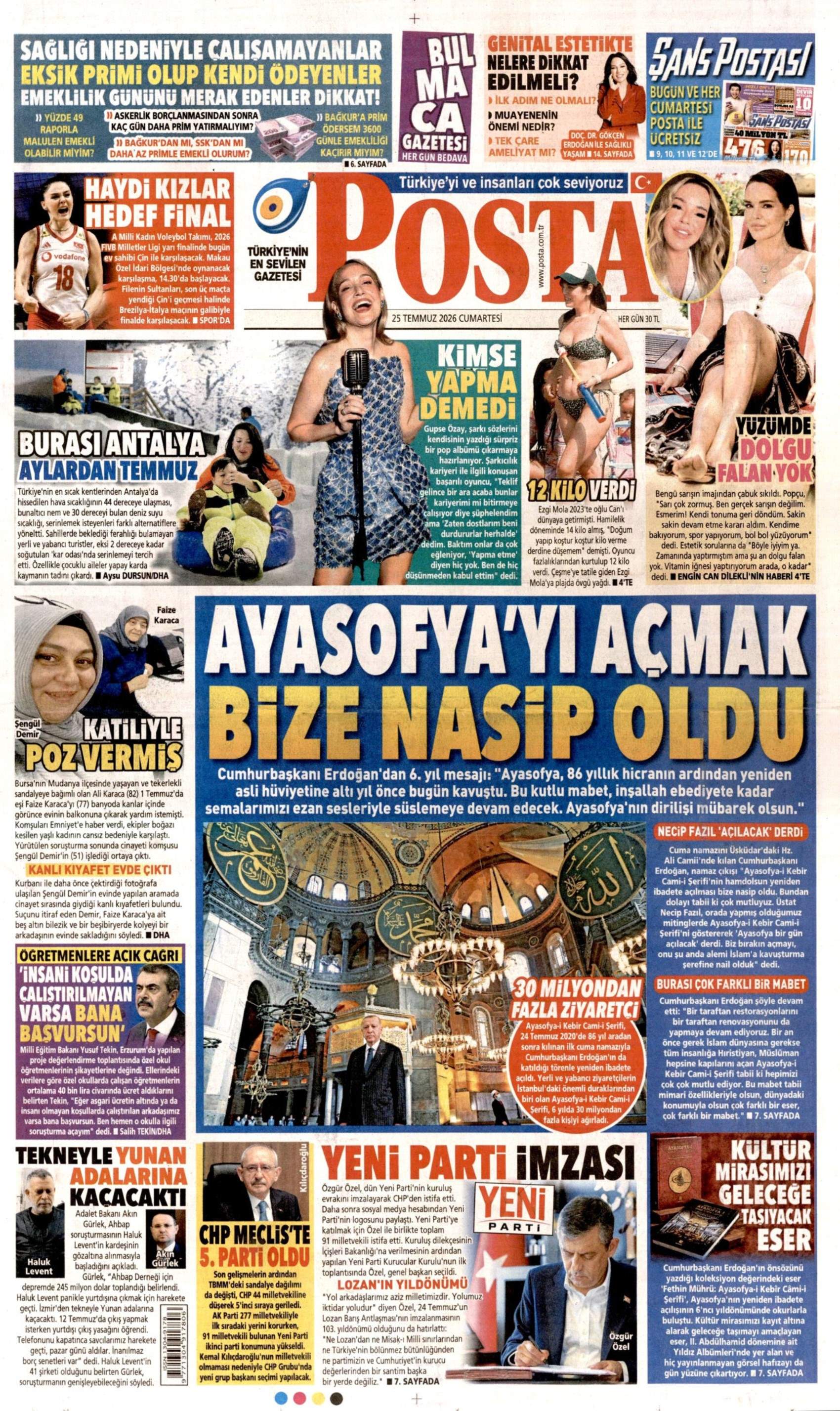 Gazeteler, Özgür Özel'in kurduğu YENİ Parti'yi nasıl gördü? (25 Temmuz 2026 gazete manşetleri)