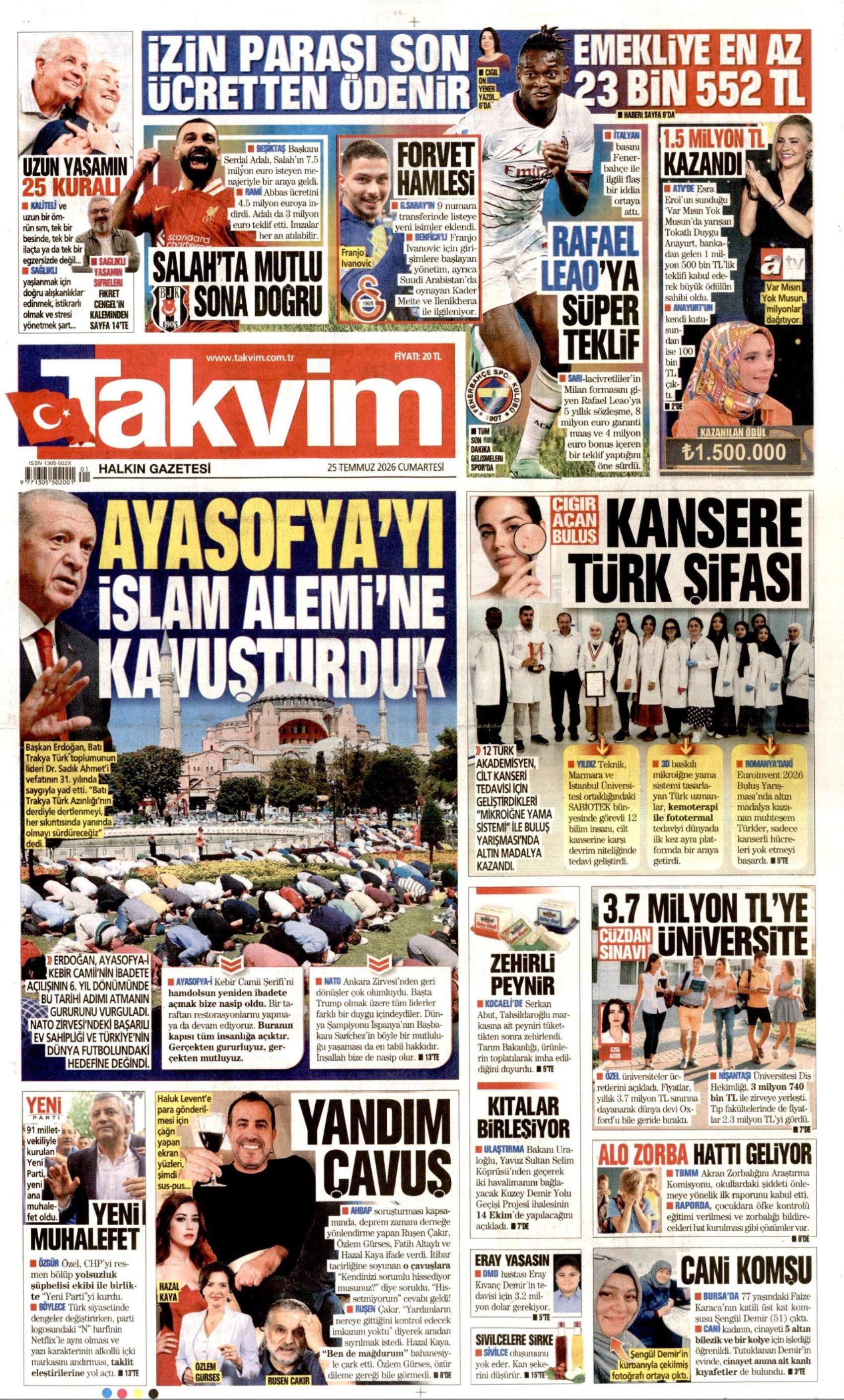 Gazeteler, Özgür Özel'in kurduğu YENİ Parti'yi nasıl gördü? (25 Temmuz 2026 gazete manşetleri)