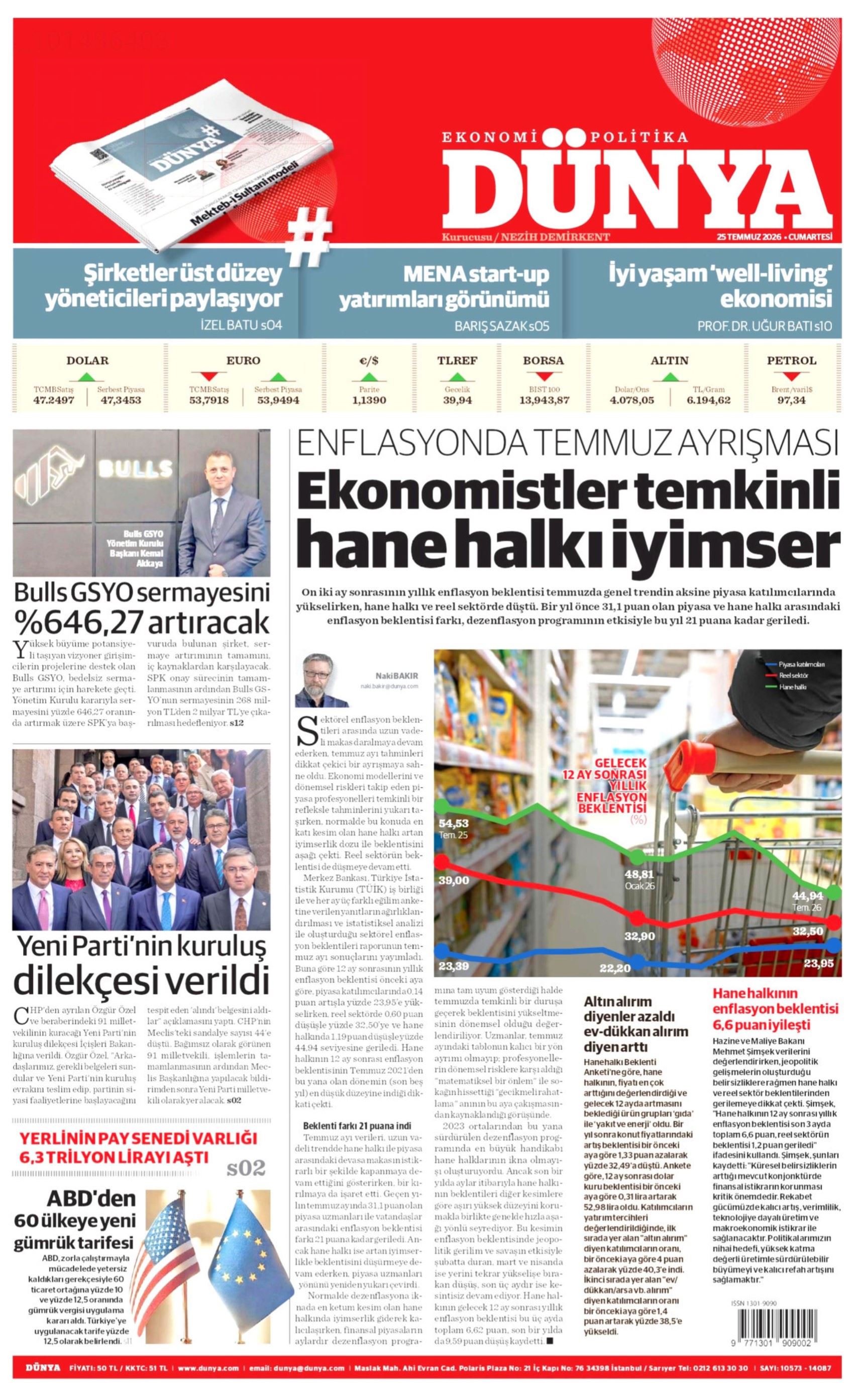 Gazeteler, Özgür Özel'in kurduğu YENİ Parti'yi nasıl gördü? (25 Temmuz 2026 gazete manşetleri)