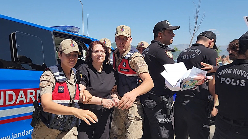 Jandarma ekipleri tarafından götürülen Handan Sonel.