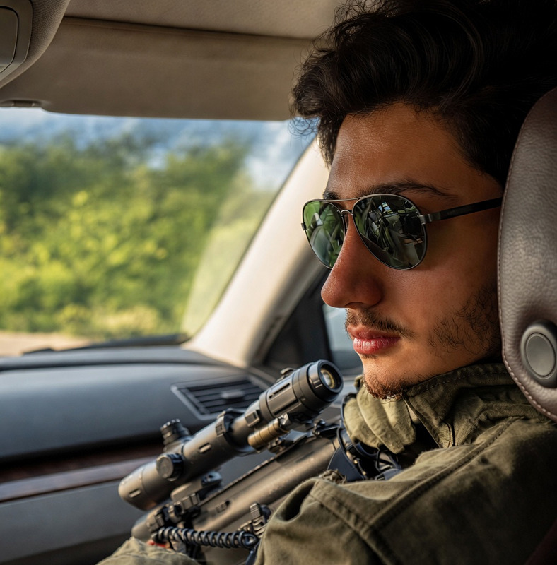 Araç içinde çekilmiş bir erkek fotoğrafı.