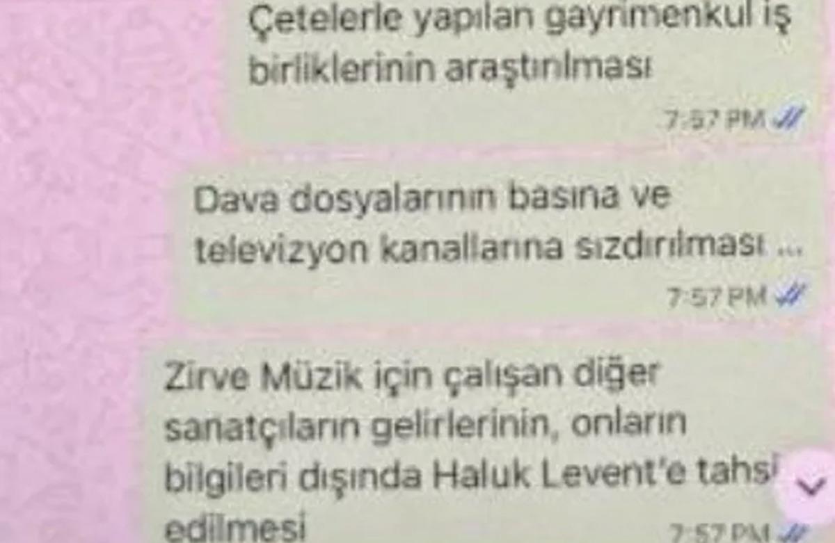 WhatsApp mesajı görüntüsünde dava dosyaları, sanatçı gelirleri ve farklı iddialara ilişkin ifadeler bulunuyor.