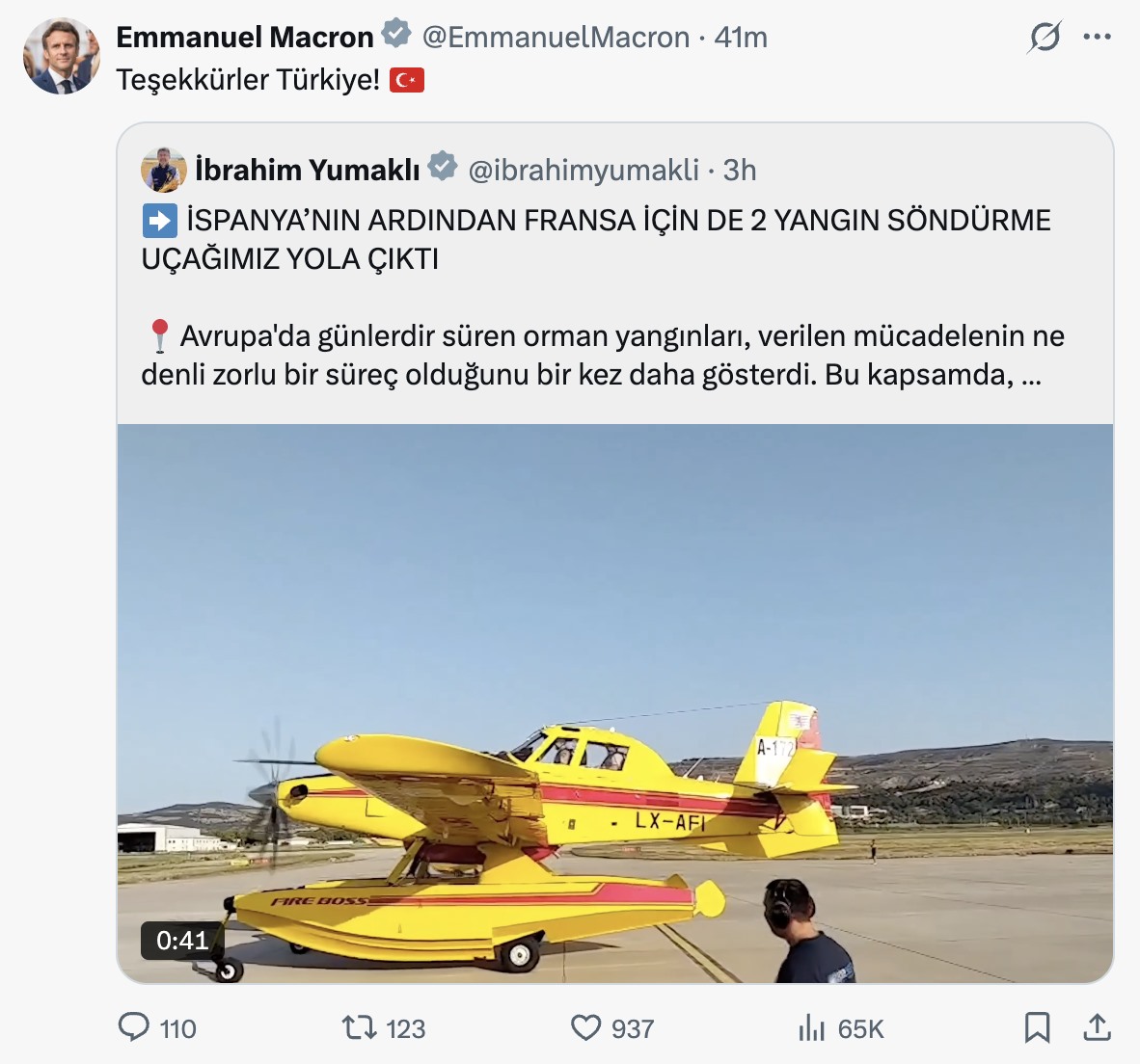 Fransa Cumhurbaşkanı Macron'dan Türkiye'ye teşekkür - Internet Haber