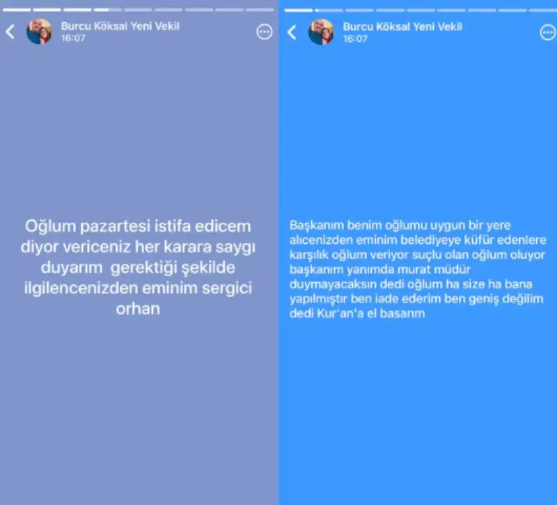 Burcu Köksal adına görünen WhatsApp durum ekranlarında kadro taleplerine ilişkin mesajlar.