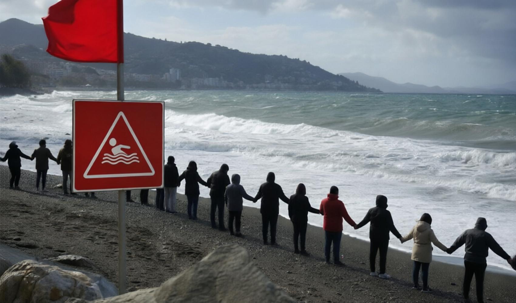 Ereğli’de yasaklı bölgede denize giren 2 kişi insan zinciriyle kurtarıldı