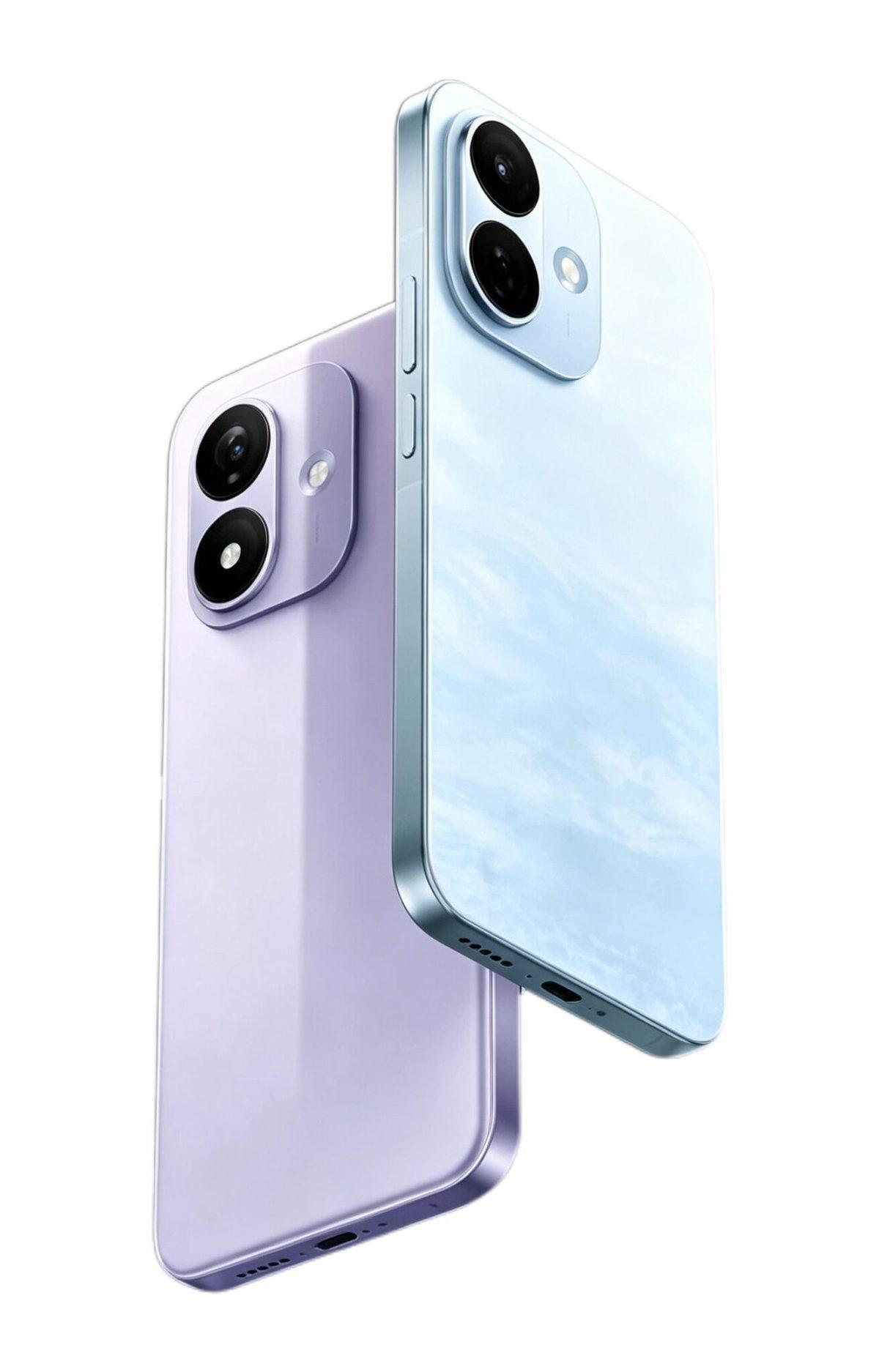 Lavanta ve açık mavi renklerde iki Redmi Note 17 modelinin arka yüzünü gösteren sızdırılmış görsel.