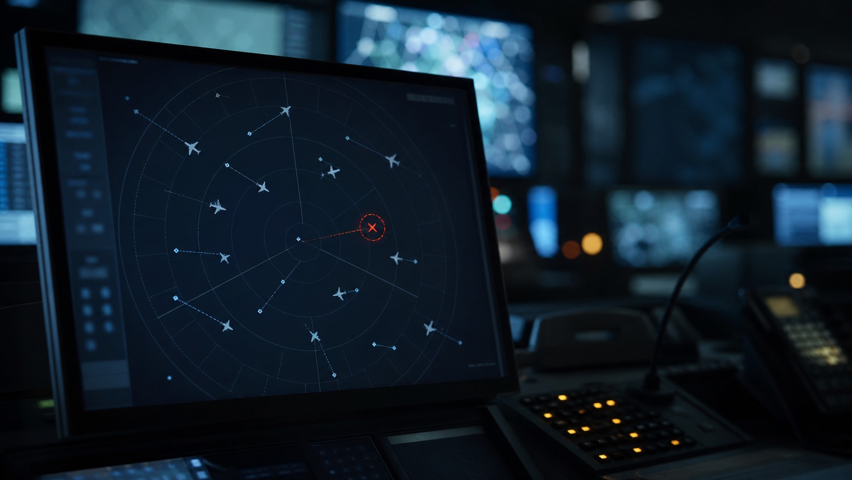 Hava trafik kontrol radar ekranında temsili uçuş izlerini gösteren haber görseli.