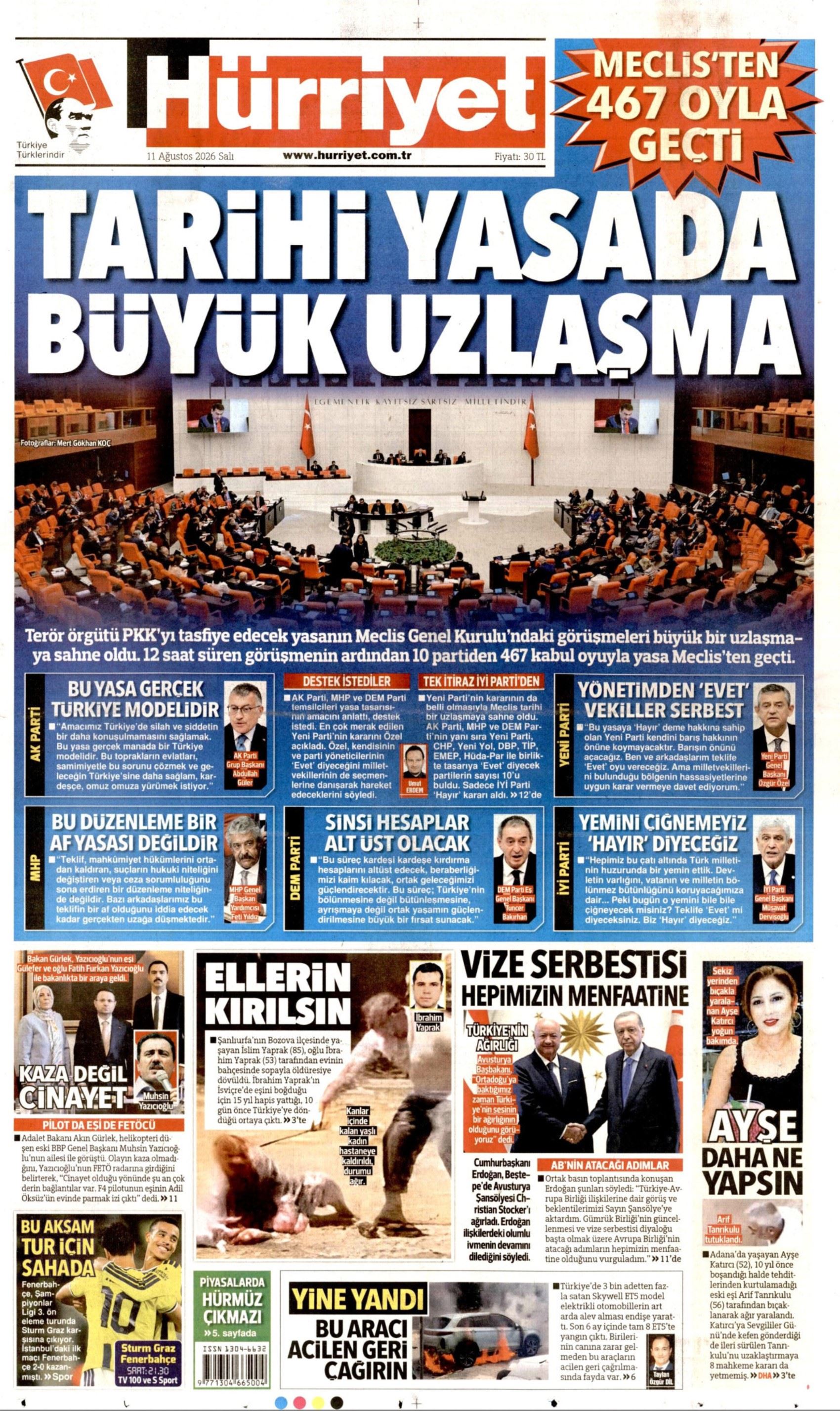 İkinci açılım sürecinde yeni eşik: Gazeteler çerçeve yasanın kabul edilmesini nasıl gördü?