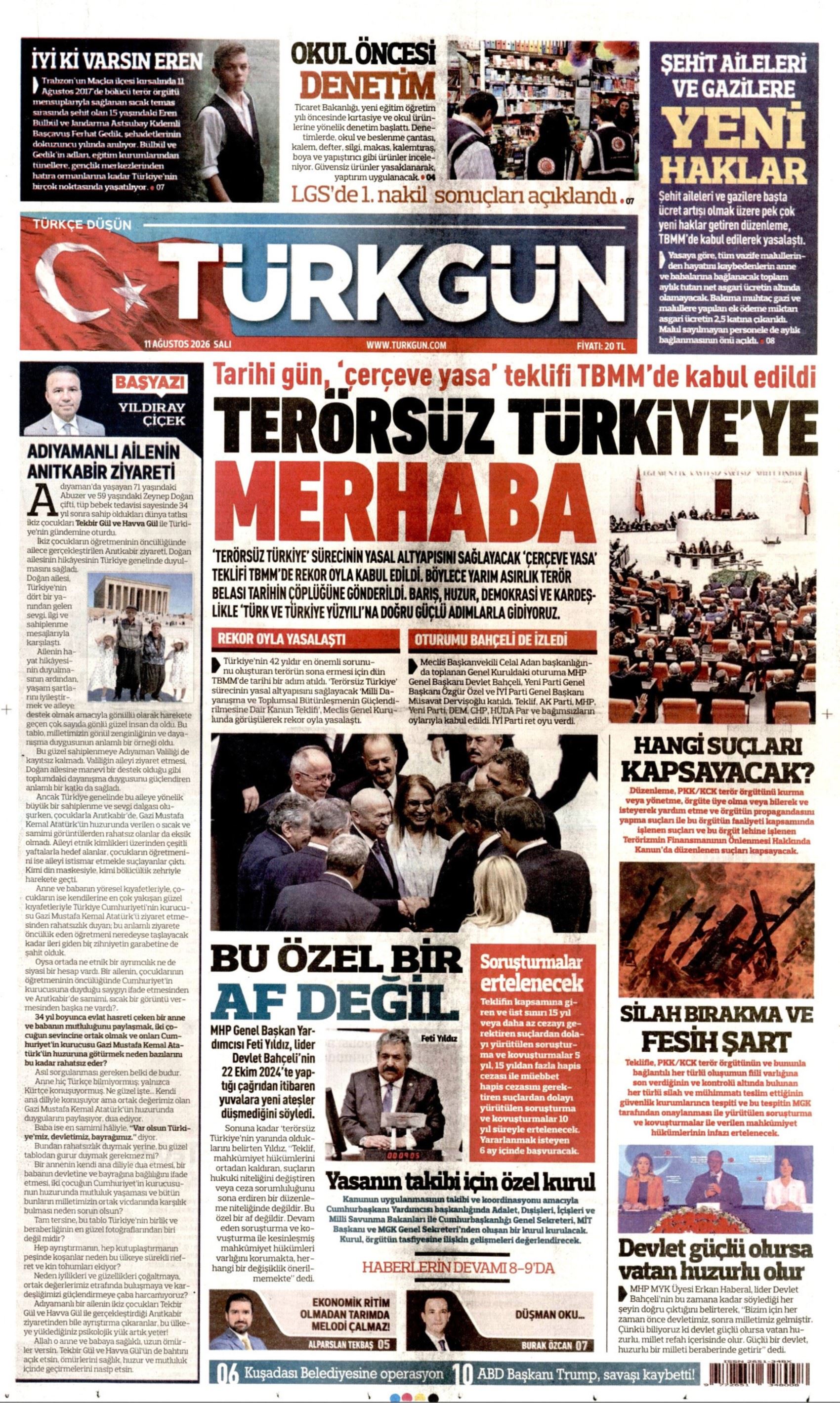 İkinci açılım sürecinde yeni eşik: Gazeteler çerçeve yasanın kabul edilmesini nasıl gördü?