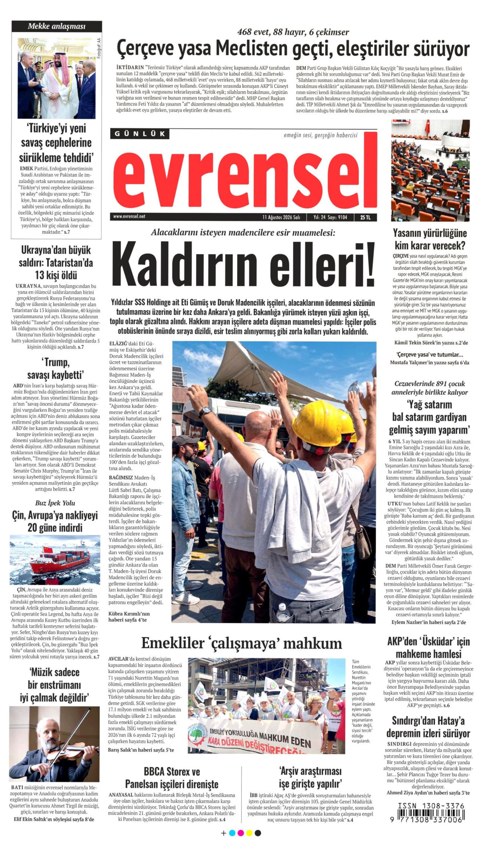 İkinci açılım sürecinde yeni eşik: Gazeteler çerçeve yasanın kabul edilmesini nasıl gördü?