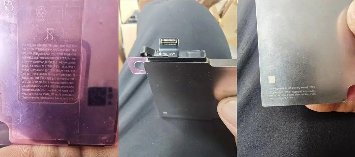 iPhone 18 Pro Max’e ait olduğu iddia edilen batarya parçalarını gösteren sızıntı görselleri.