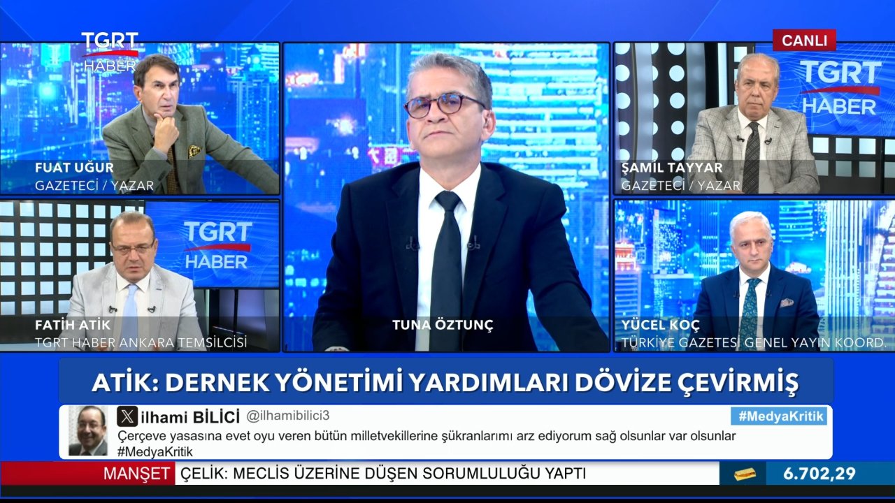 TGRT Haber canlı yayınında AHBAP soruşturmasına ilişkin değerlendirmelerin yer aldığı ekran görüntüsü