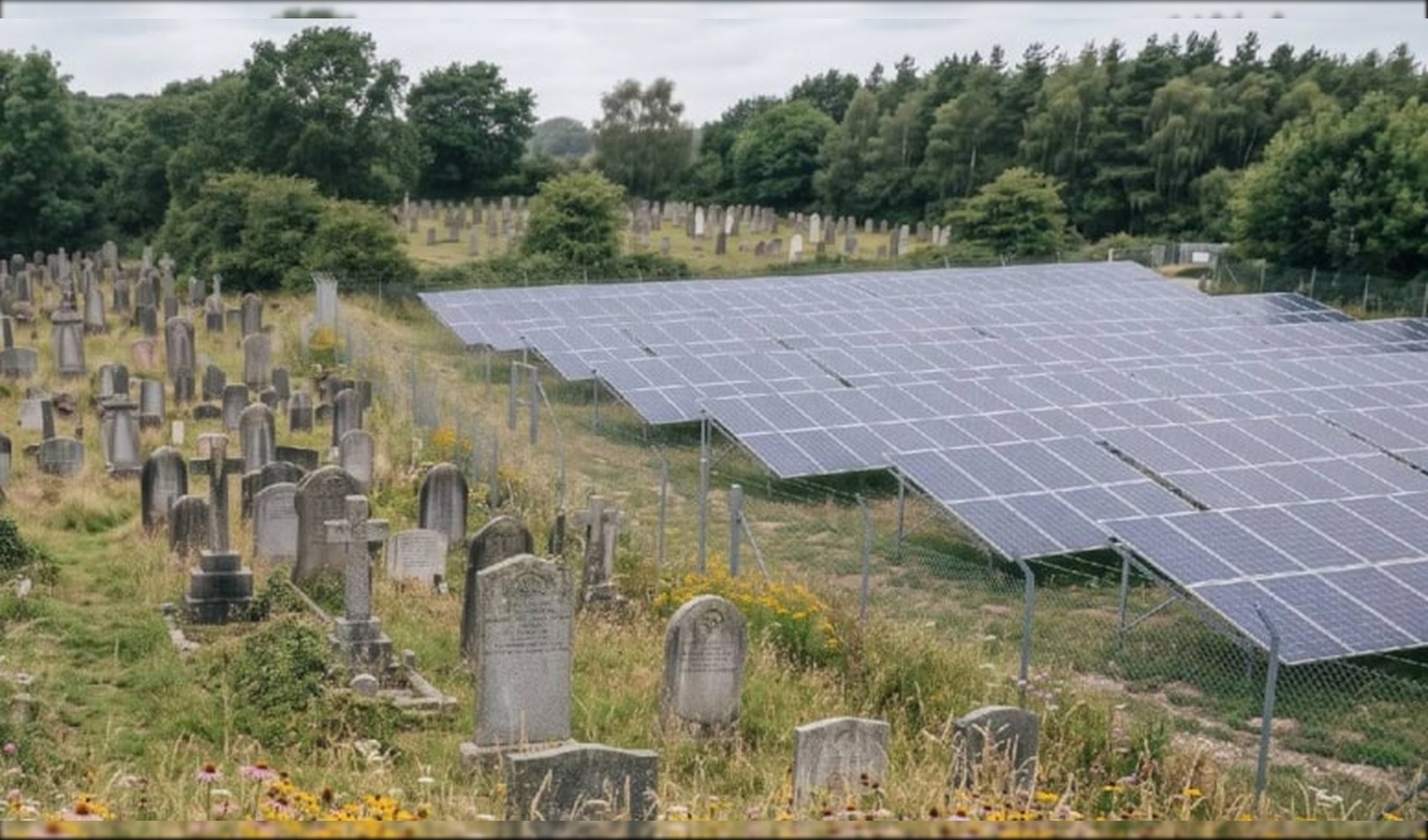 Katolik mezarlığında güneş enerjisi