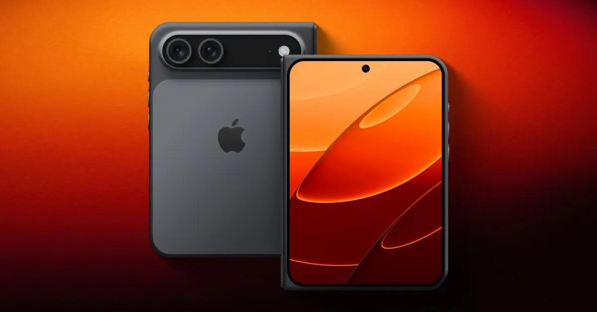 Katlanabilir iPhone tasarımını temsil eden konsept telefon görseli