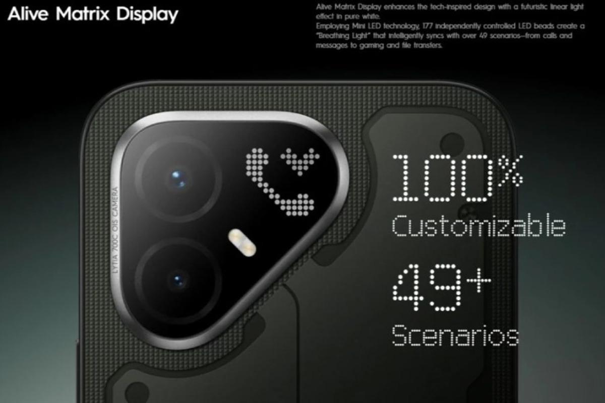 TECNO Pova 8 Pro’nun kamera adasına entegre edilen Alive Matrix Display alanını gösteren görsel.