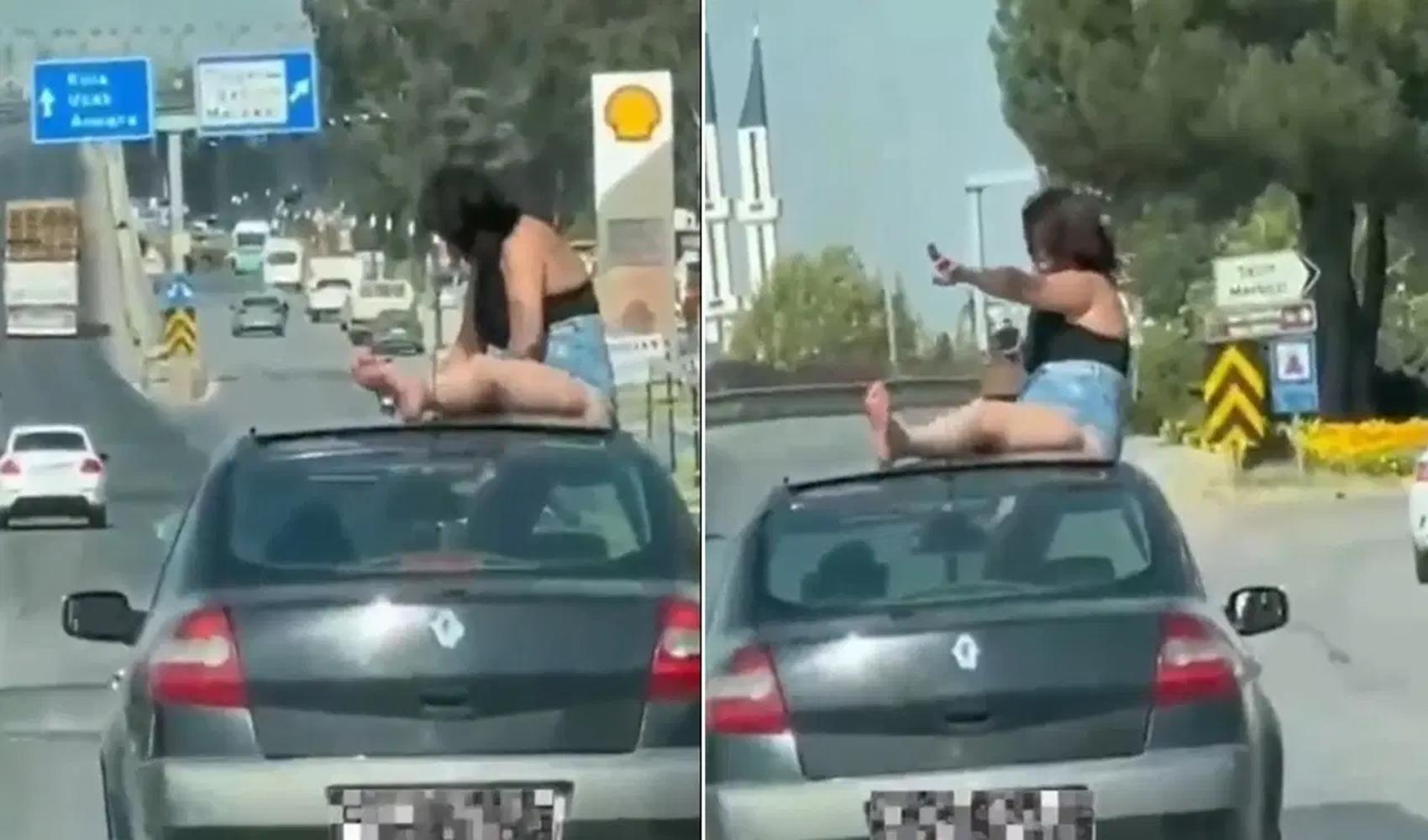 Manisa’da otomobilin kaputuna oturan yolcuya gözaltı