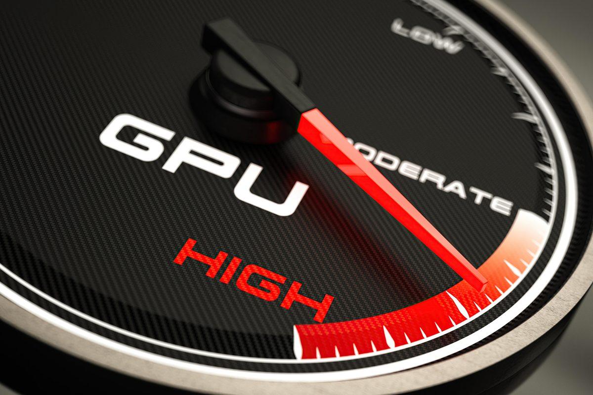 GPU performans göstergesini temsil eden ibreli gösterge görseli.