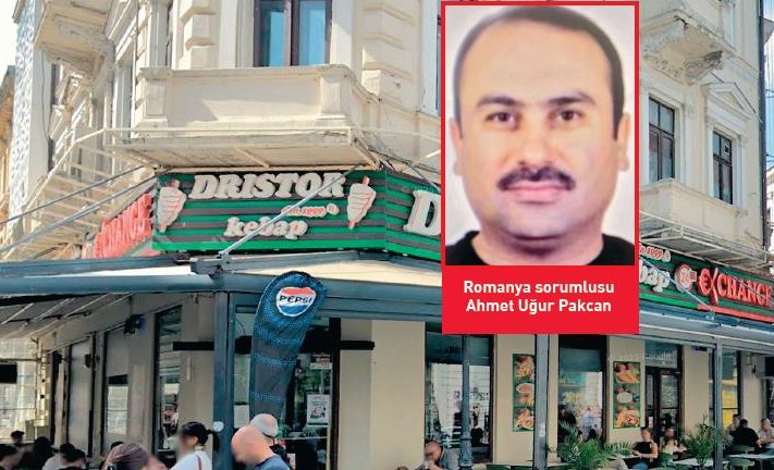 Dristor Döner tabelalı bir iş yeri ve Ahmet Uğur Pakcan’a ait olduğu belirtilen fotoğrafın yer aldığı haber görseli.