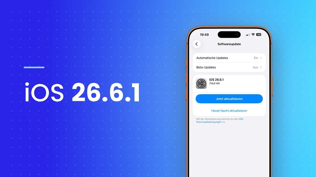 iOS 26.6.1 yazısı ve yazılım güncelleme ekranı görünen iPhone görseli.