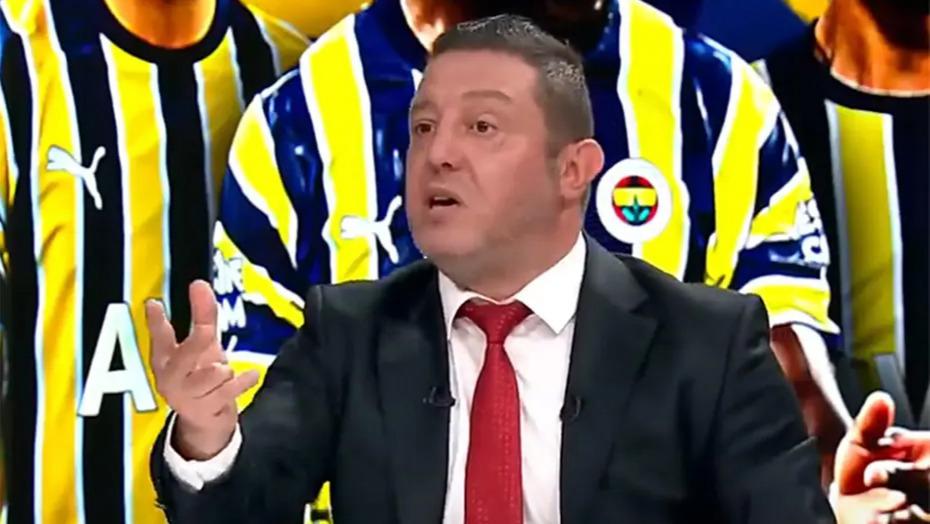 Stüdyoda Fenerbahçe formalarının yer aldığı arka plan önünde konuşan Nihat Kahveci.