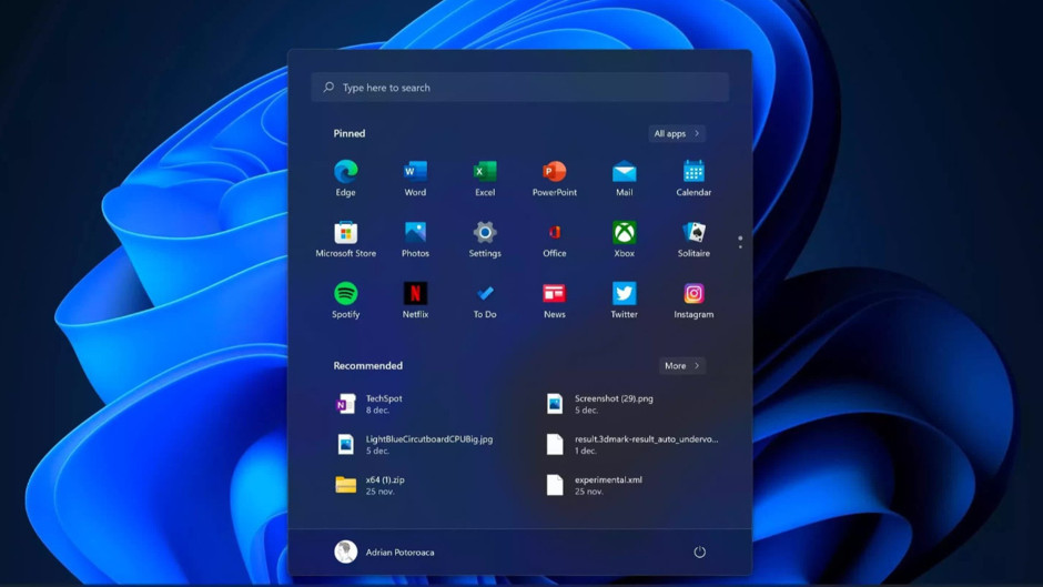 Screenshot showing the Windows 11 desktop and Start menu.
