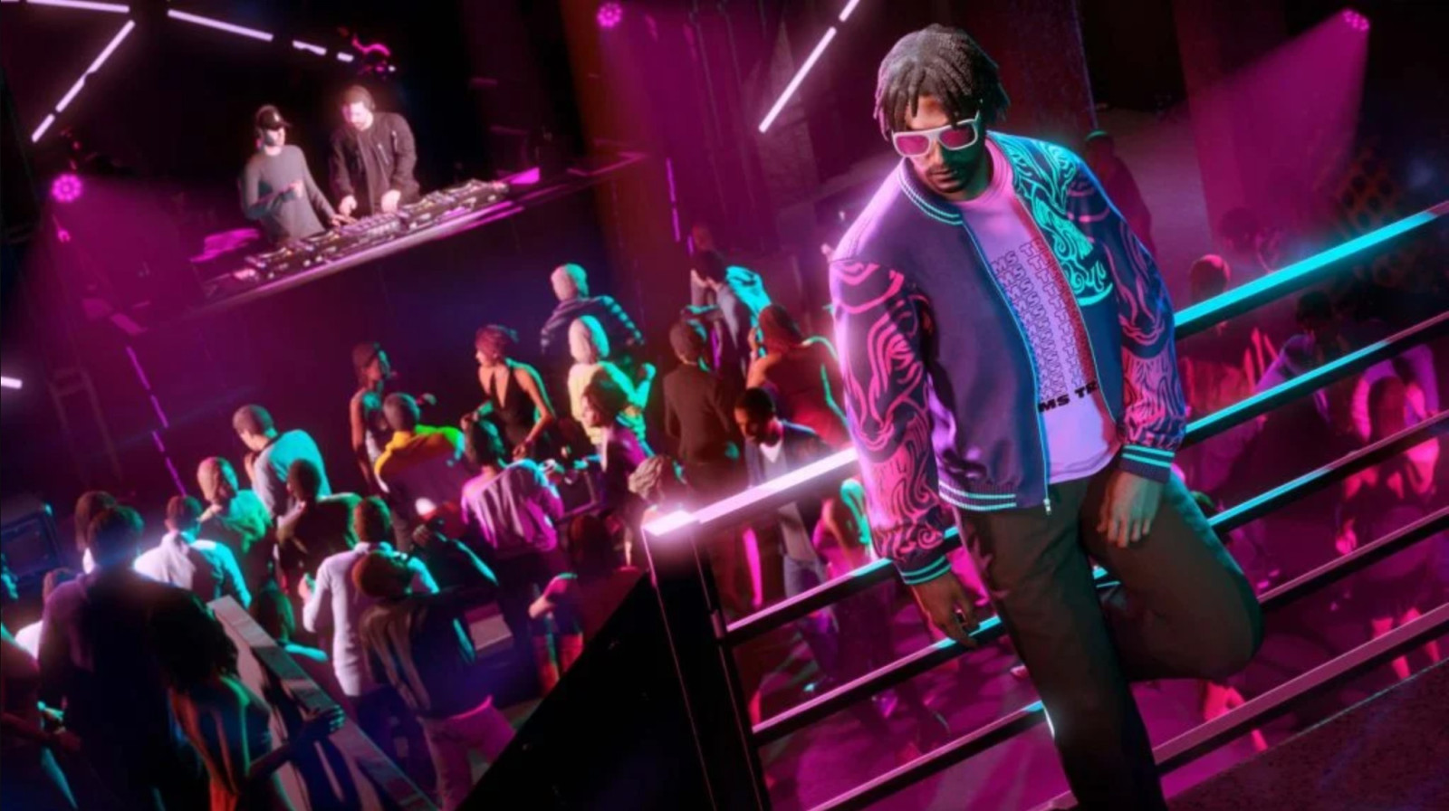Neon ışıklı bir kulüp ortamında GTA 6 görseli.