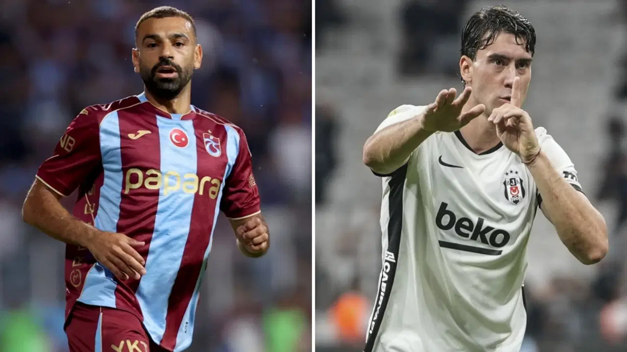 Trabzonspor ve Beşiktaşlı futbolcuların yer aldığı karşılaşma görseli.