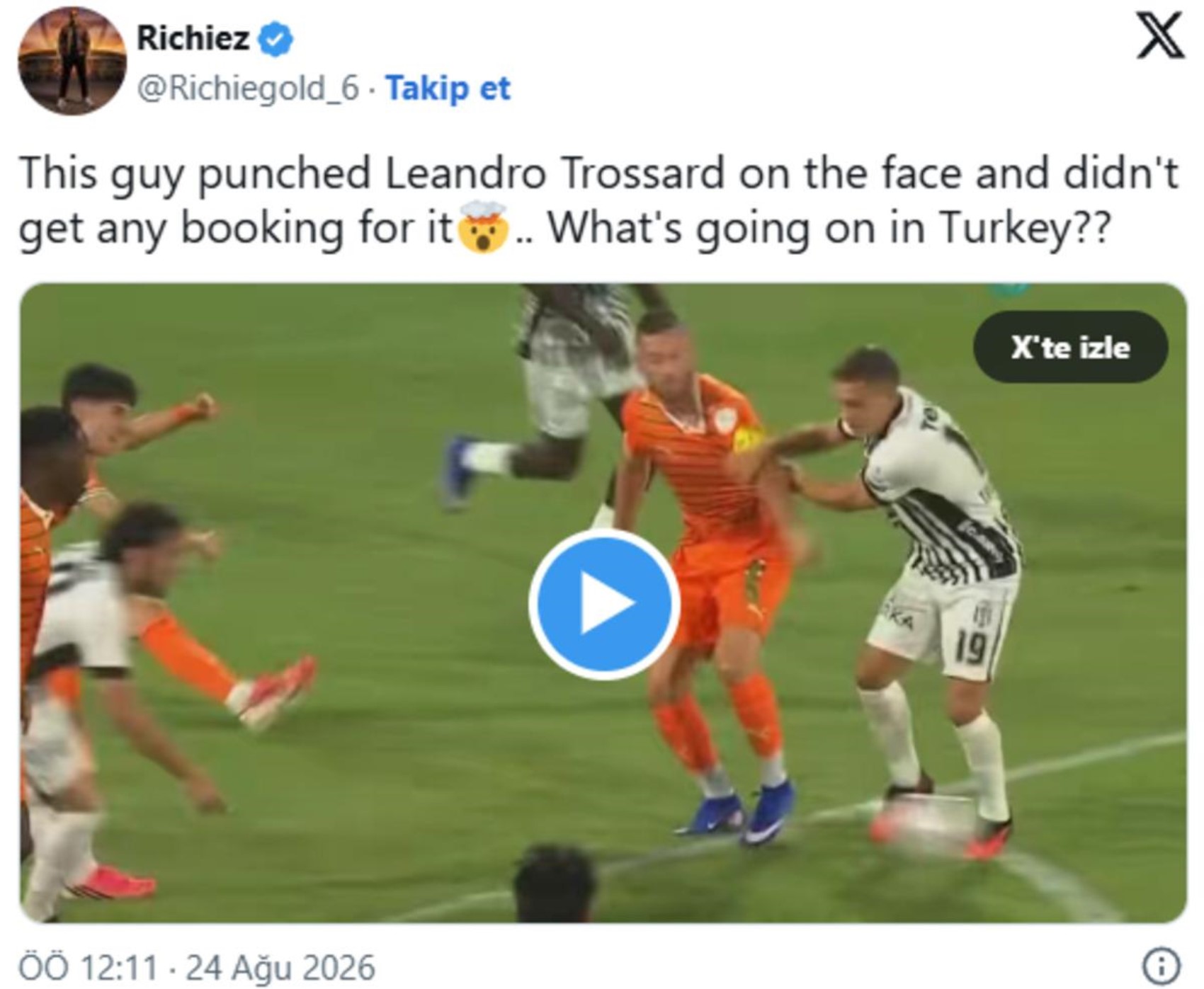 Trossard'ın pozisyonu dünya spor basınında gündem oldu: Hakem kart bile göstermedi...