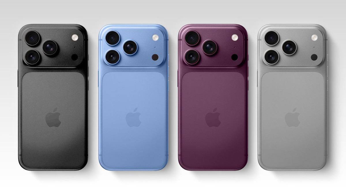 Farklı renklerde iPhone Pro modellerinin arka yüzlerini gösteren ürün görseli.