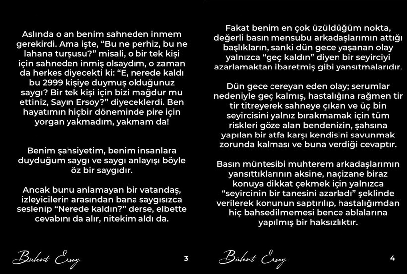 Bülent Ersoy’un açıklamasının devamını gösteren metin görseli.