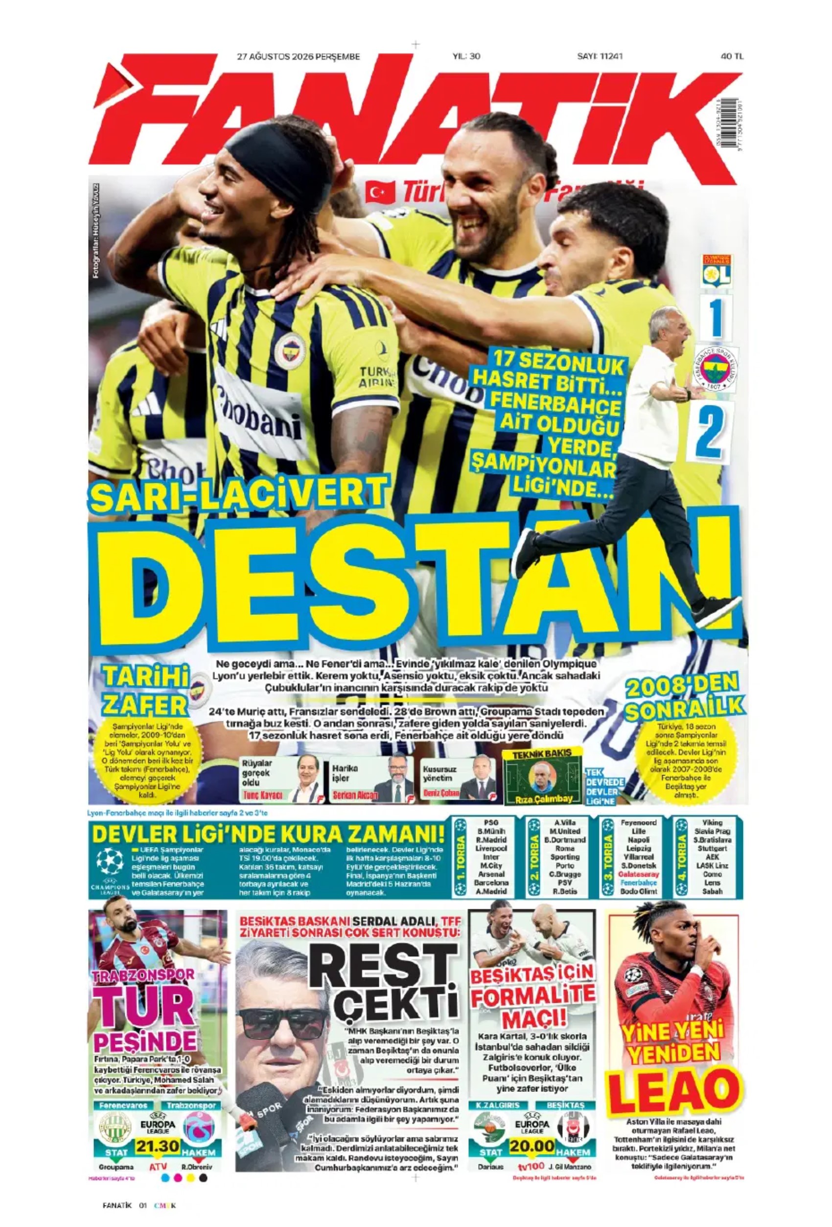 18 yıllık hasret sona erdi: Gazeteler Fenerbahçe'nin Şampiyonlar Ligi zaferini nasıl gördü?