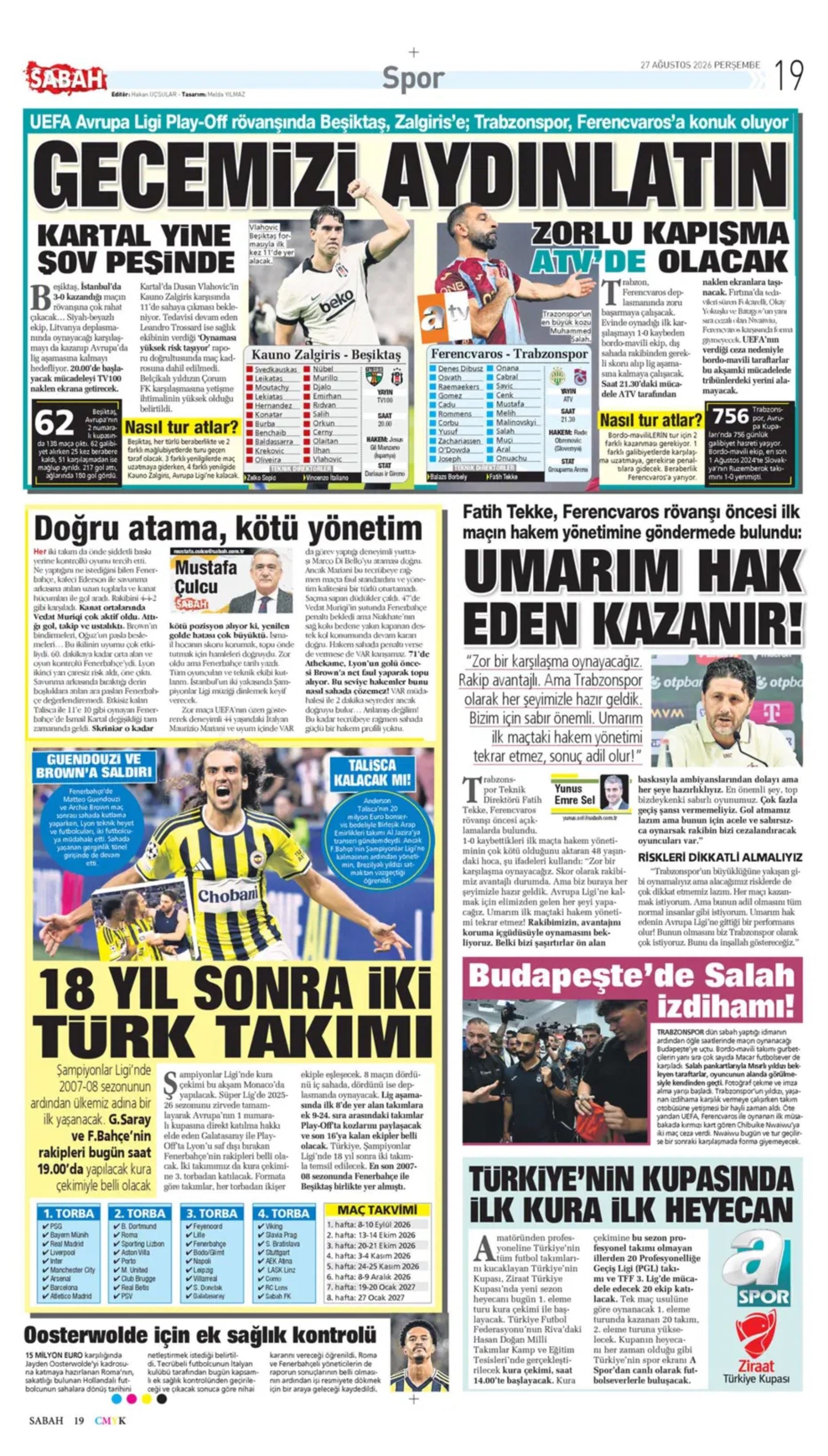 18 yıllık hasret sona erdi: Gazeteler Fenerbahçe'nin Şampiyonlar Ligi zaferini nasıl gördü?