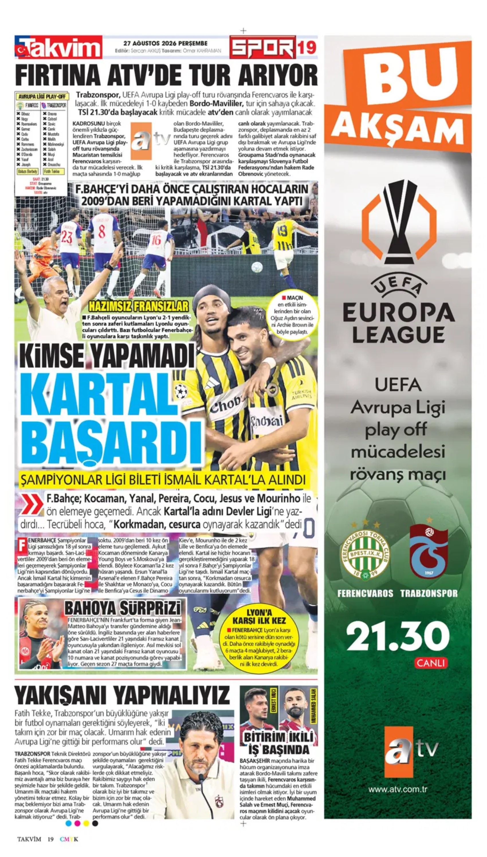 18 yıllık hasret sona erdi: Gazeteler Fenerbahçe'nin Şampiyonlar Ligi zaferini nasıl gördü?