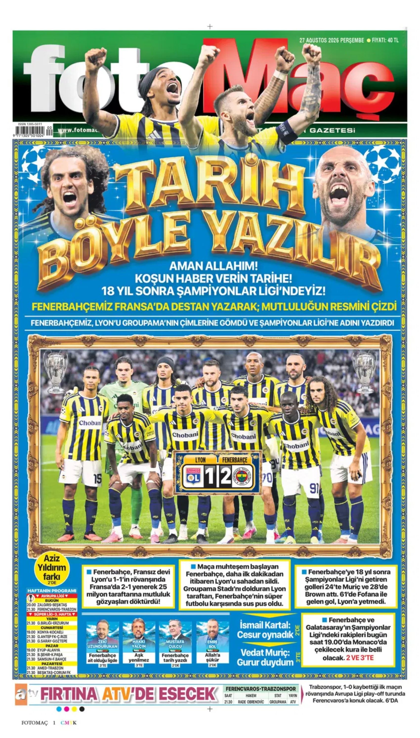 18 yıllık hasret sona erdi: Gazeteler Fenerbahçe'nin Şampiyonlar Ligi zaferini nasıl gördü?