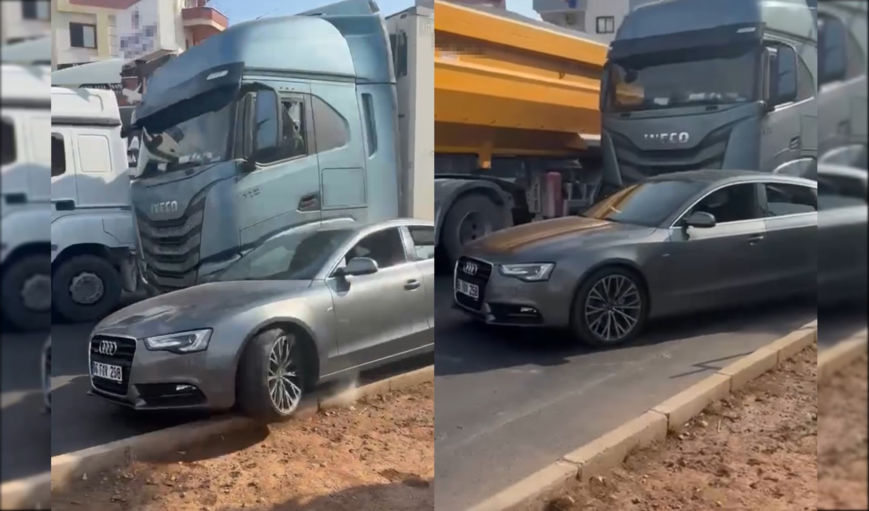 Autotrasportatore sperona l'auto del conducente che gli aveva rotto il finestrino e fugge