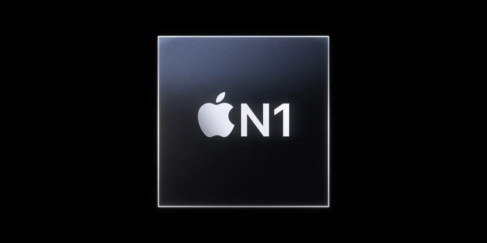 Koyu arka planda Apple N1 yazılı çip görseli.