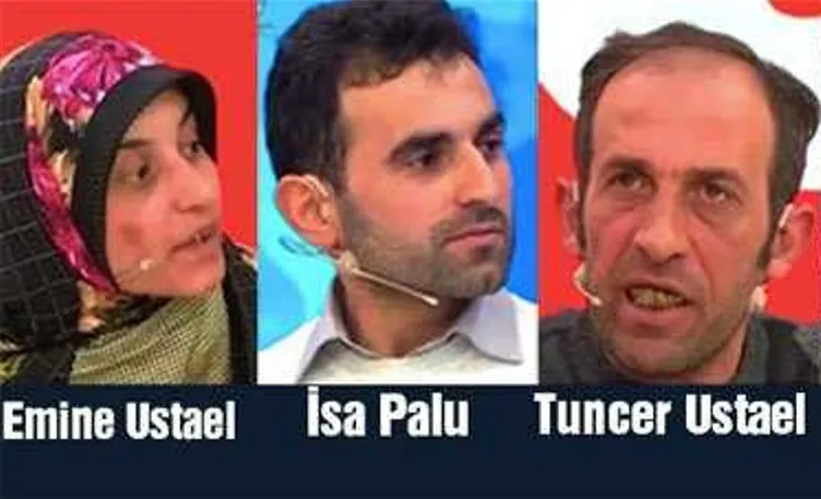 Emine Ustael, İsa Palu ve Tuncer Ustael’in televizyon yayınından alınmış görselleri