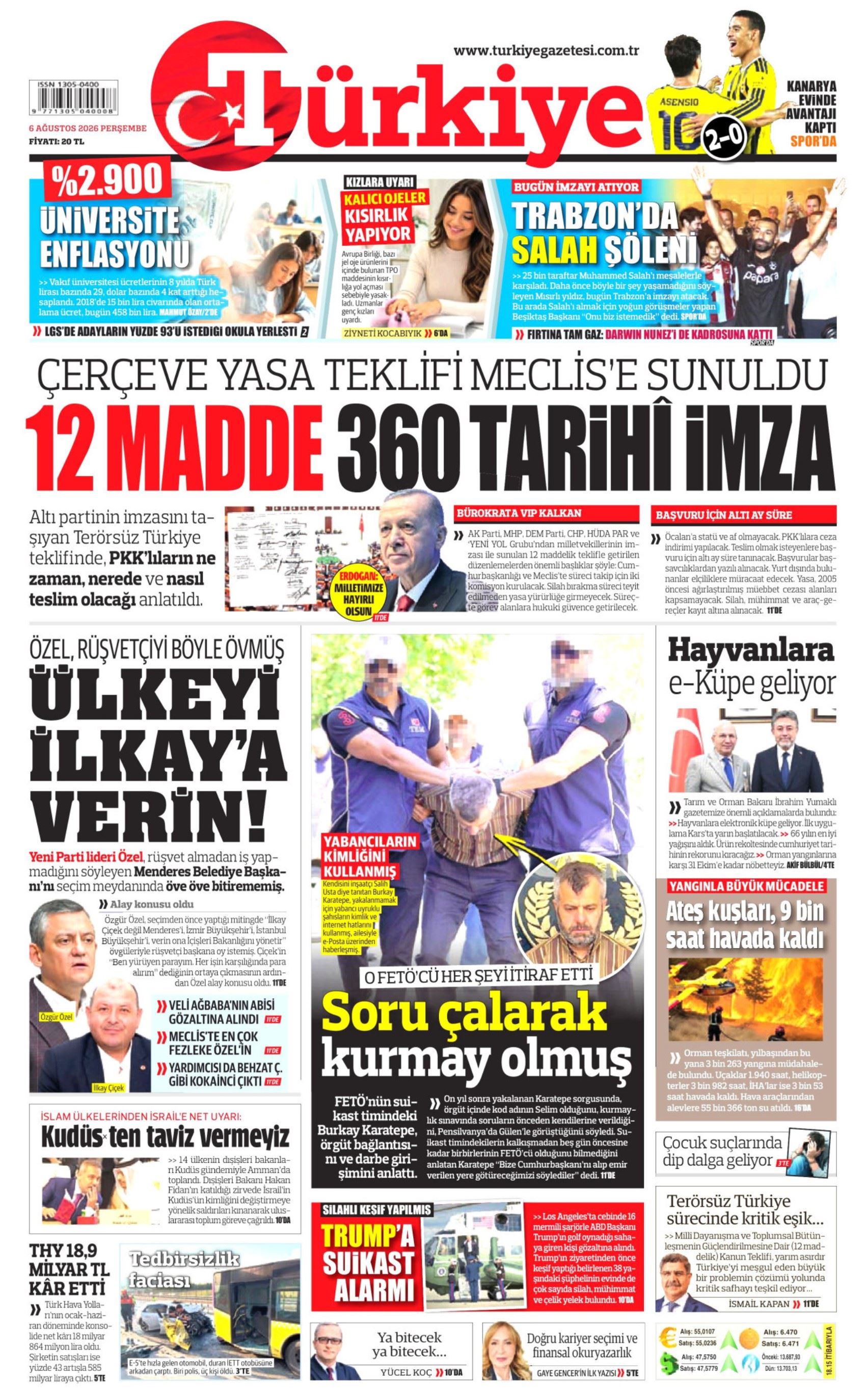 Gazeteler çerçeve yasayı nasıl gördü? (6 Ağustos 2026 gazete manşetleri)