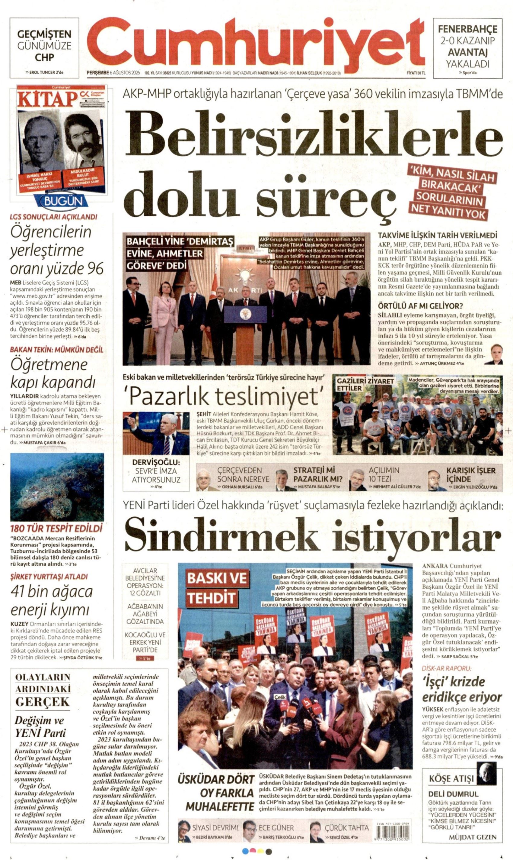 Gazeteler çerçeve yasayı nasıl gördü? (6 Ağustos 2026 gazete manşetleri)
