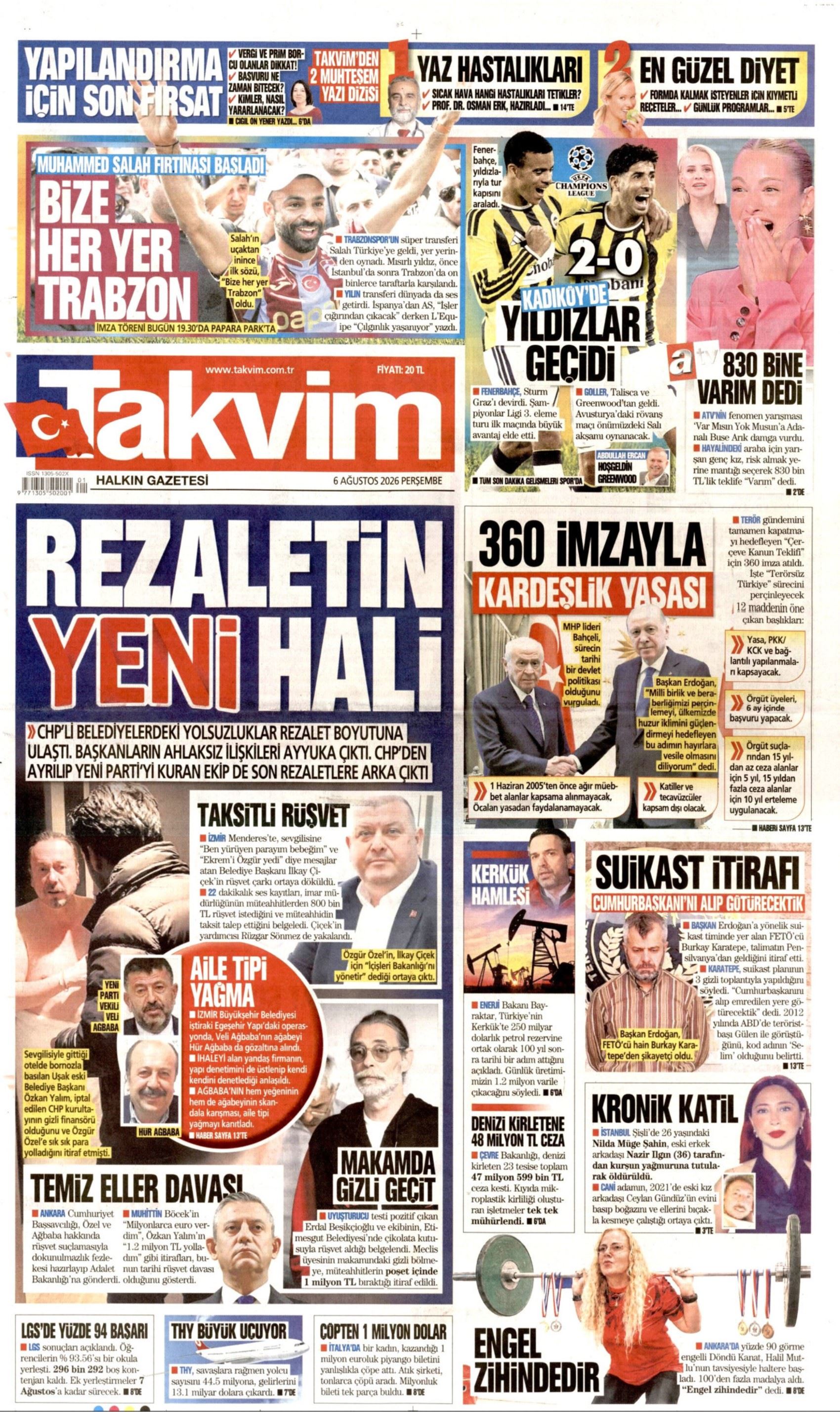 Gazeteler çerçeve yasayı nasıl gördü? (6 Ağustos 2026 gazete manşetleri)
