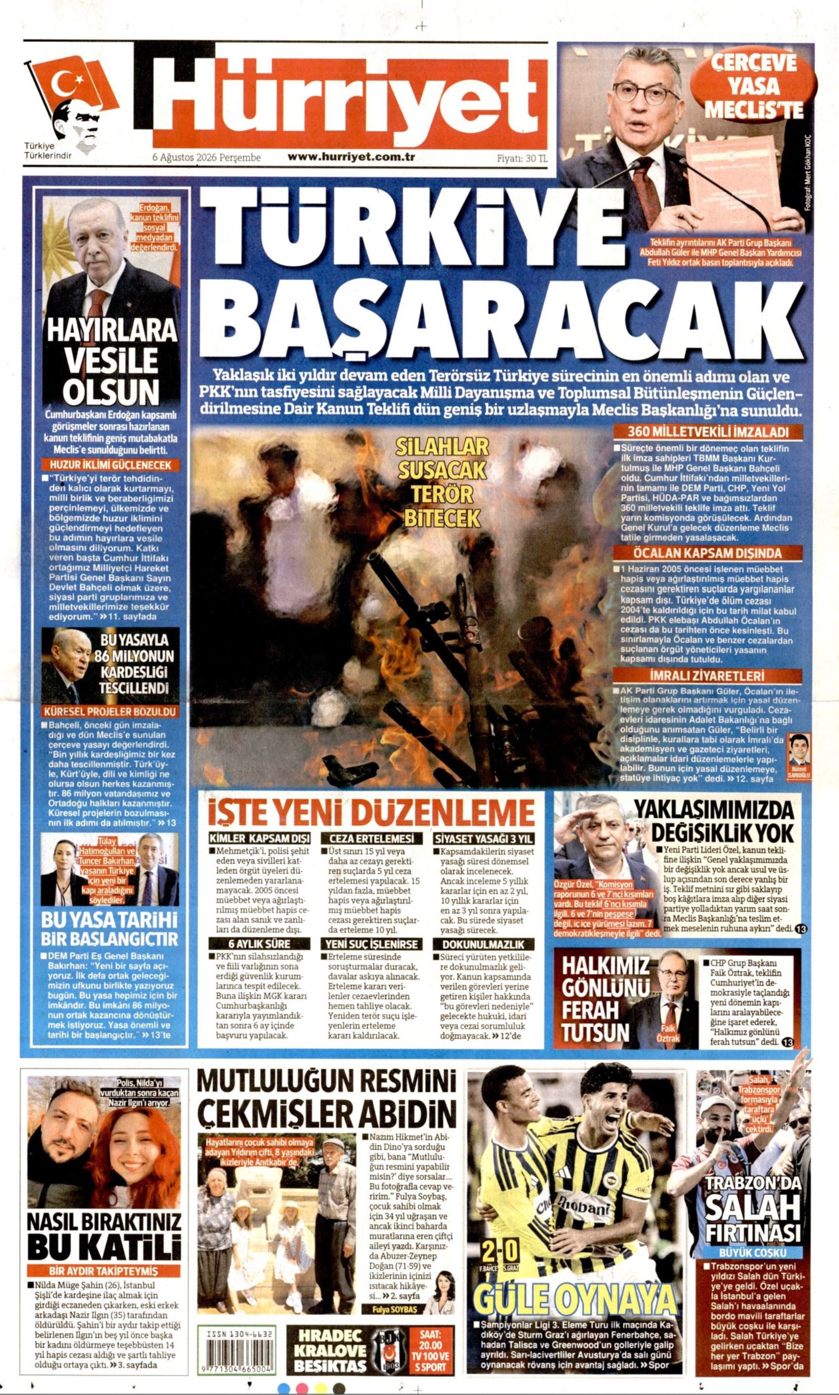 Gazeteler çerçeve yasayı nasıl gördü? (6 Ağustos 2026 gazete manşetleri)