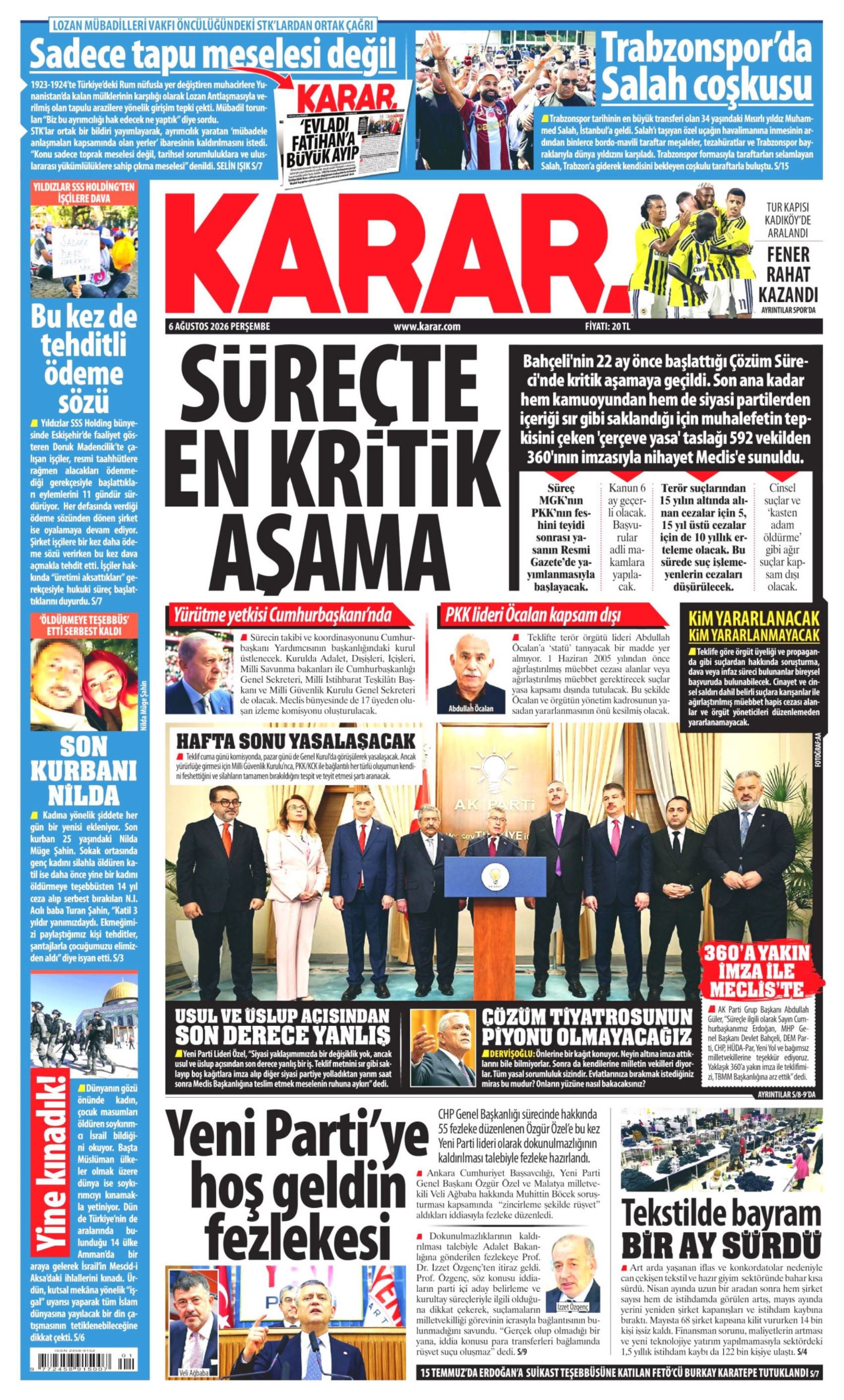 Gazeteler çerçeve yasayı nasıl gördü? (6 Ağustos 2026 gazete manşetleri)