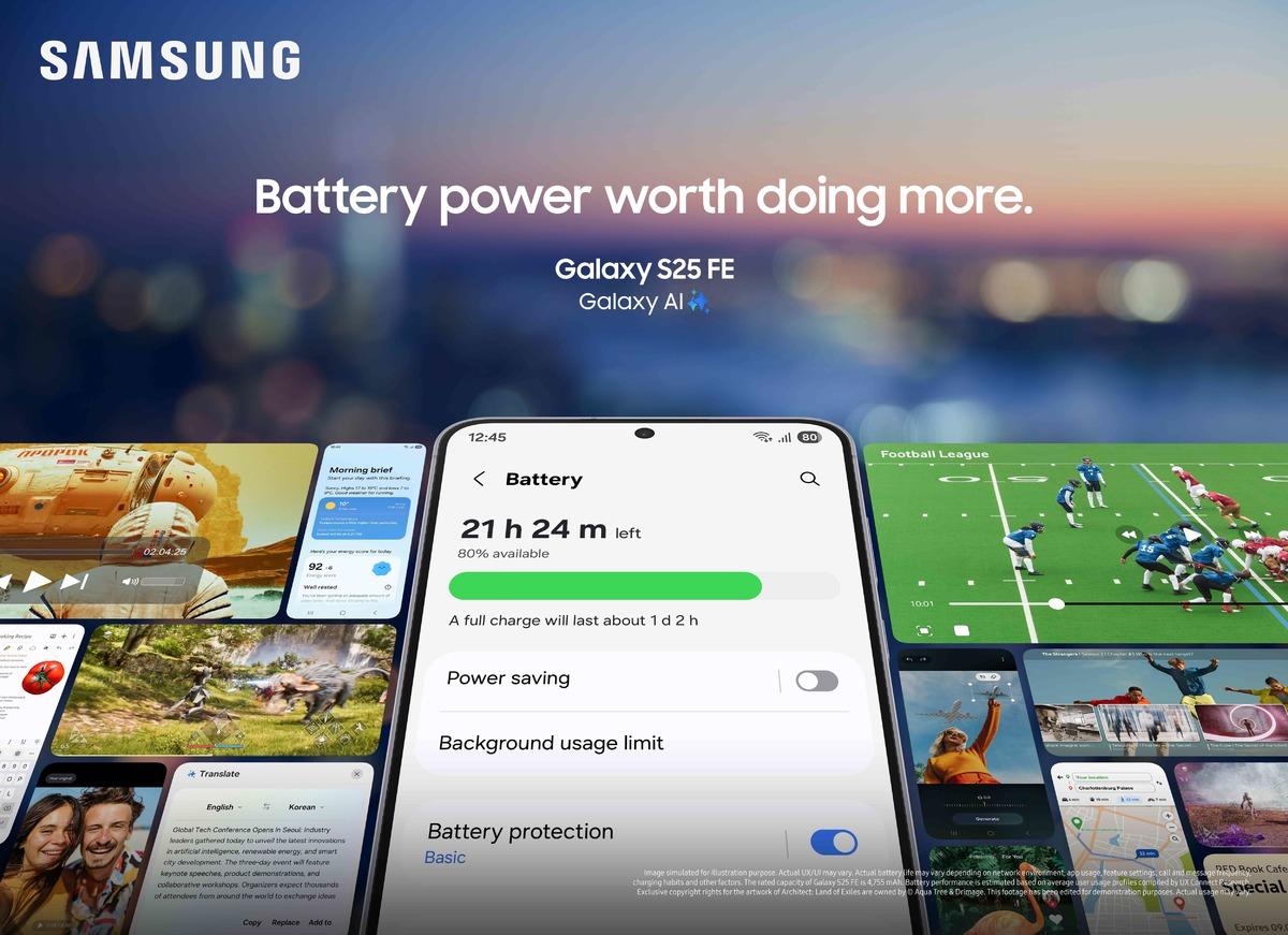 Galaxy S25 FE batarya tanıtım görseli
